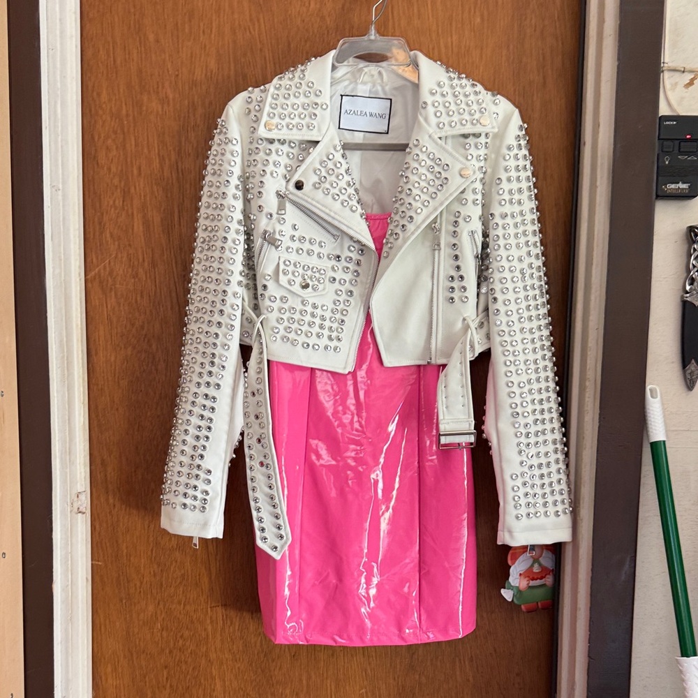 Studded White Leather Jacket